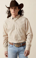 ARIAT MEN’S PRO WALT BEIGE FITTED LONG SLEEVE SHIRT | 10065789