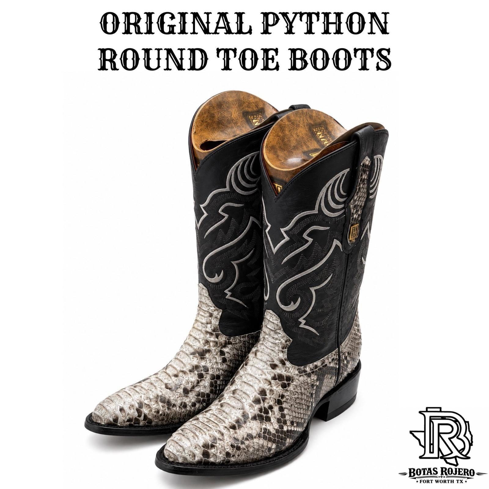 “ Blue Sage “ | ORIGINAL PYTHON ROUND TOE MEN WESTERN BOOTS