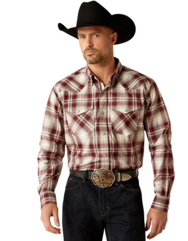 MENS ARIAT PRO WALT RED SNAP LONG SLEEVE SHIRT | 10053913