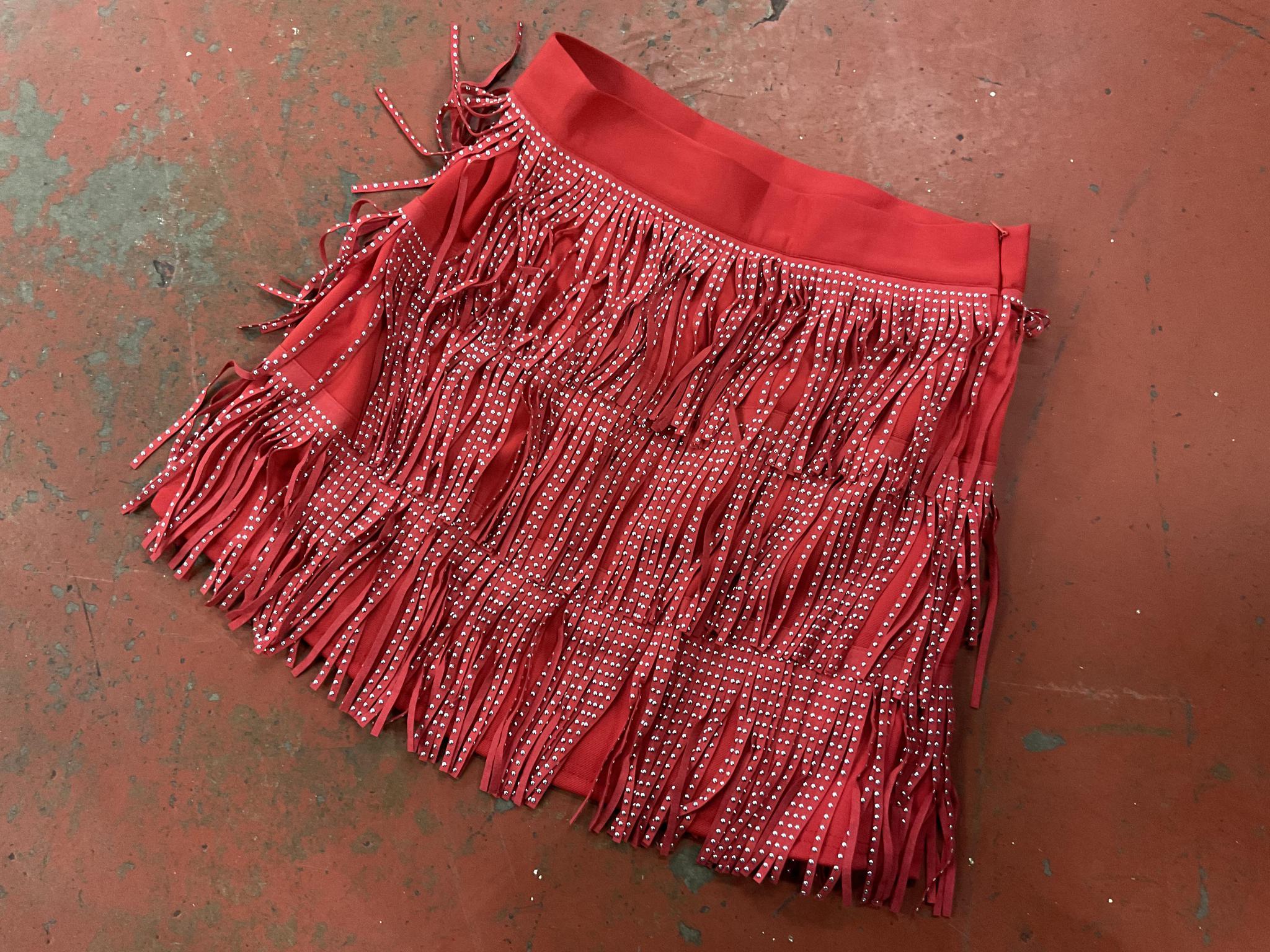 Gali red leather skirt