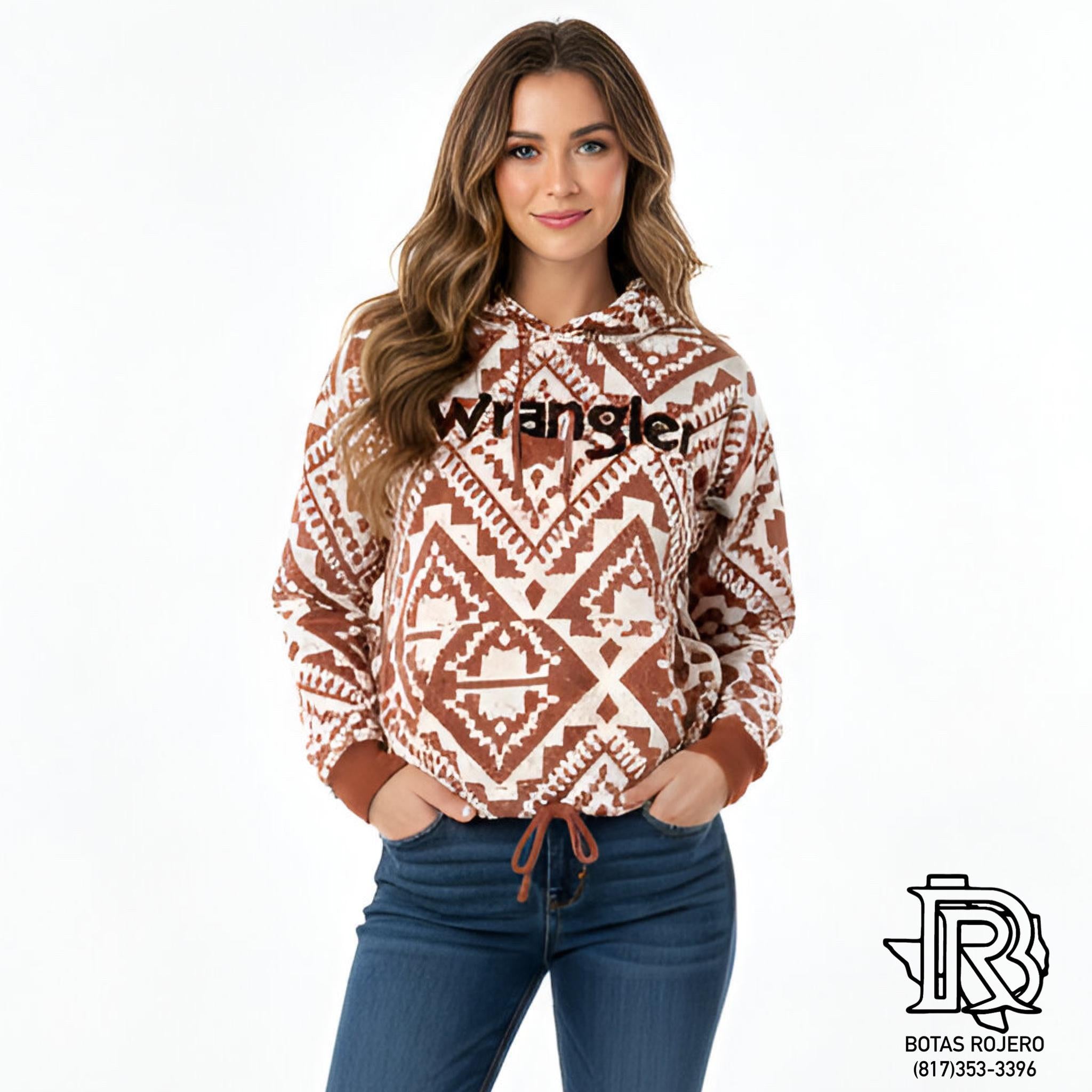 WOMEN'S WRANGLER BOLD LOGO CINCHED HOODIE IN GINGER SPICE|112335652