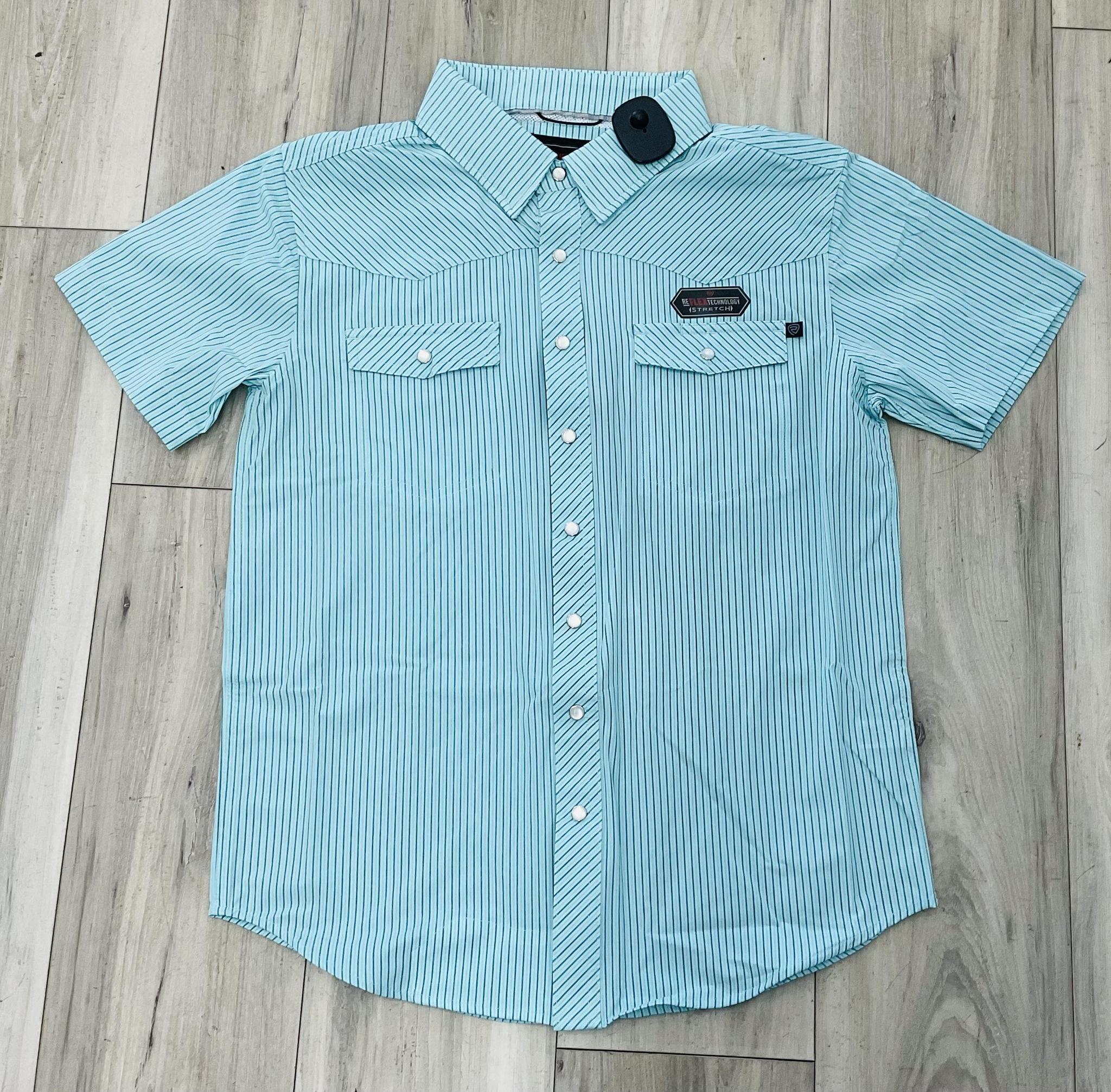 ROCK & ROLL MEN’S TEK CORE PRINT LIGHT TURQUOISE SHORT SLEEVE SHIRT |BMN3S08378
