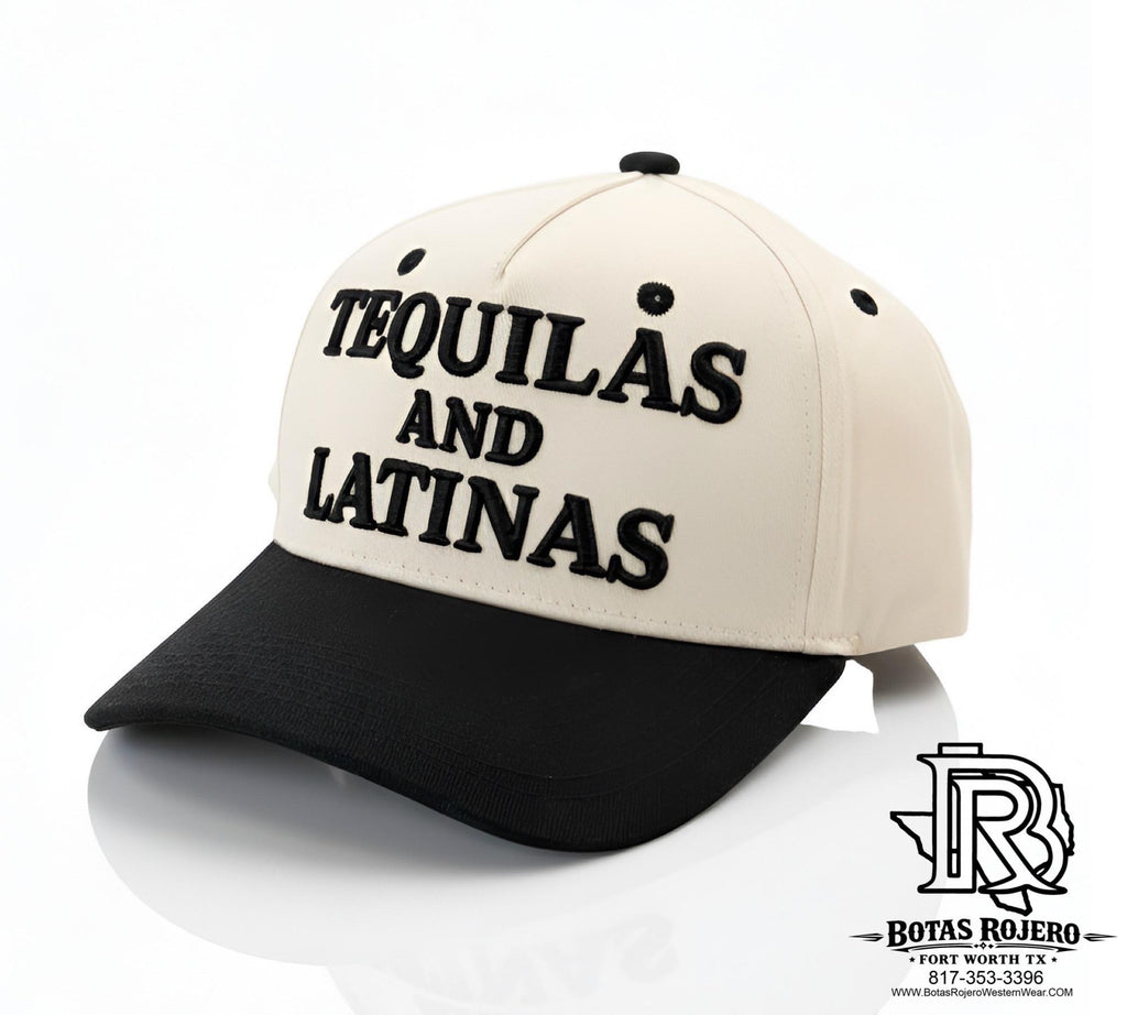 TEQUILAS AND LATINAS CAP BLACK AND CREAM