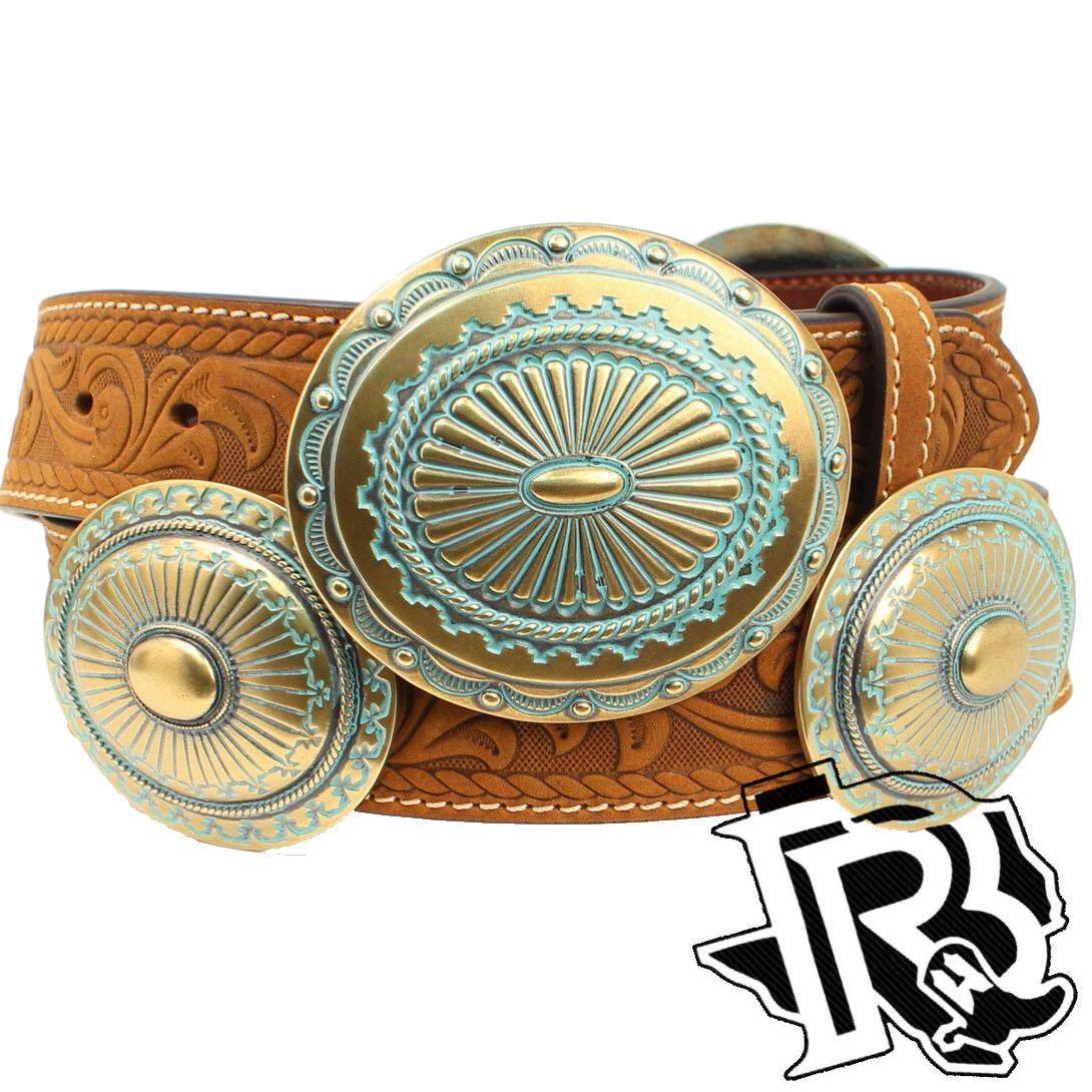 Ariat Ladies Belt Patina/Gold Concho Buckle A1528244