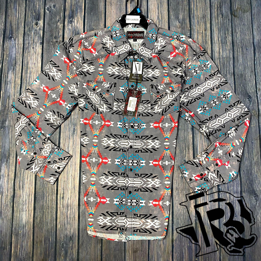 Rock and Roll Cowboy Men's Long Sleeve Snap Front Top B2S2315