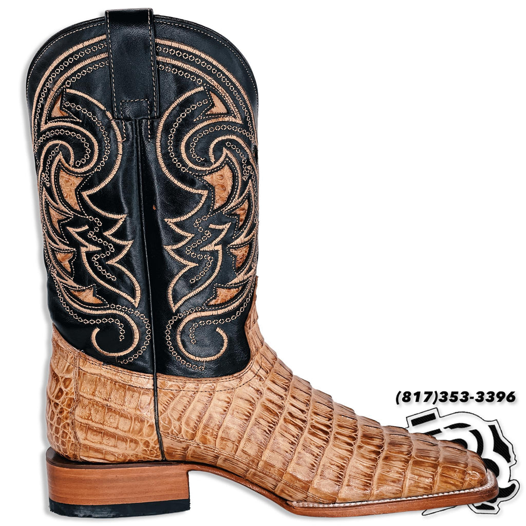 CAIMAN TAIL TAN ORIGNAL | SQUARE TOE MEN BOOTS