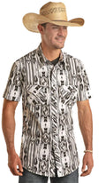 MENS SHORT SLEEVE AZTEC BLACK SHIRT | BMN3S03351