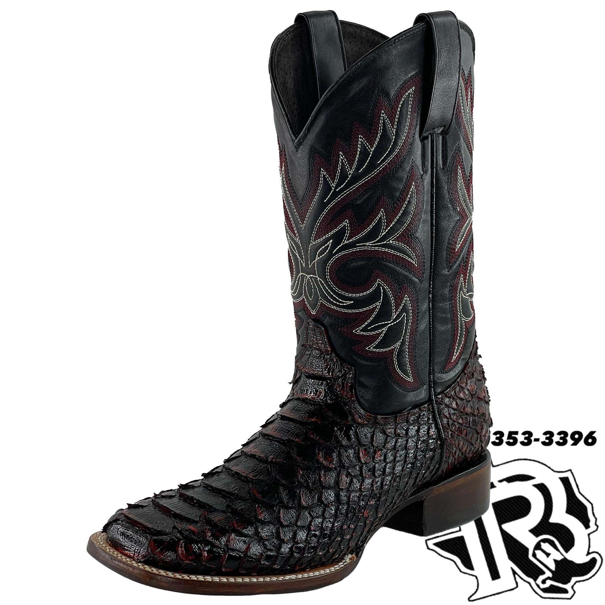 PITON BIG SCALE SNAKE PRINT | BLACK CHERRY MEN SQUARE TOE BOOT