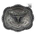 “ Long Horn Charcoal “ | MEN WESTERN BELT BUCKLE SQUARE