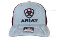 ARIAT GREY EMBROIDERY BURGUNDY MESH - HATS CAP - A300012009