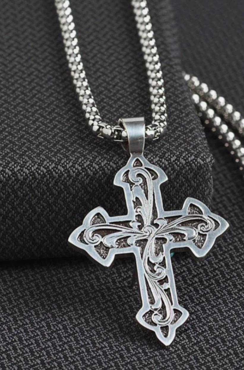 Men’s Silver Cross Necklace |D47009