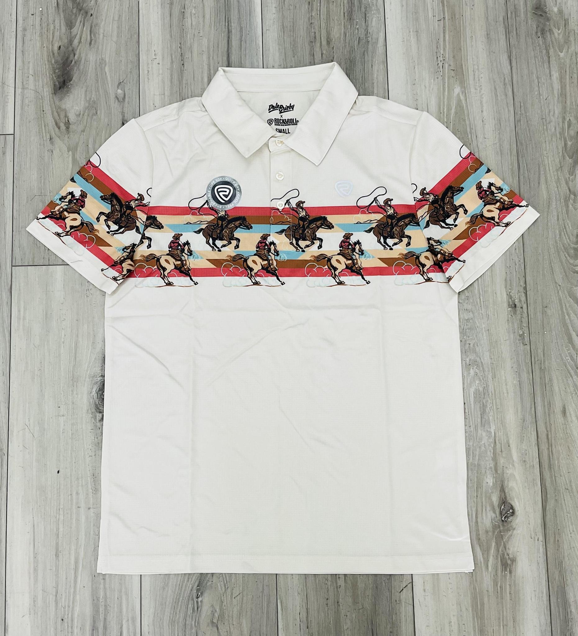 ROCK & ROLL MEN’S NATURAL NOVELTY BORDER PRINTED POLO | BM51T08351