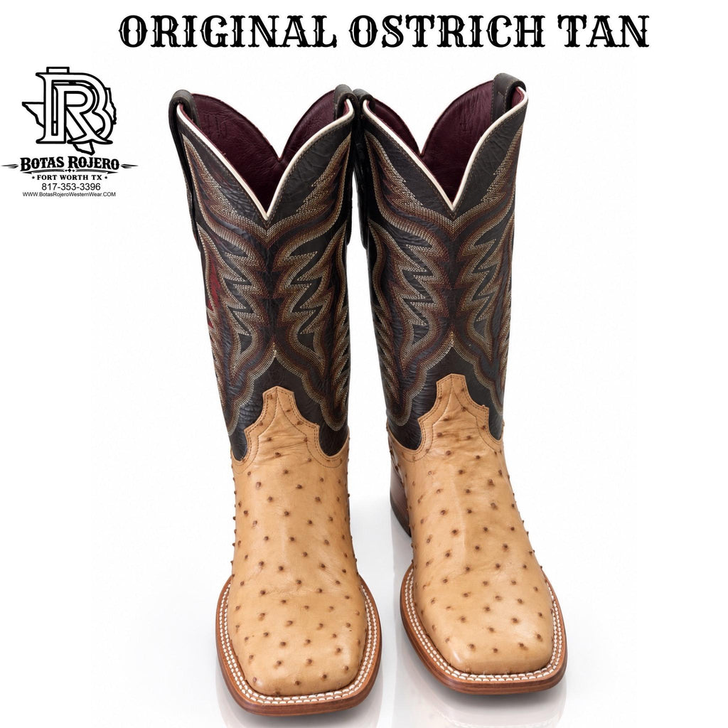“ JACE “ MEN'S ORIX TAN OSTRICH MEN SQUARE TOE BOOT BY IRON SPUR