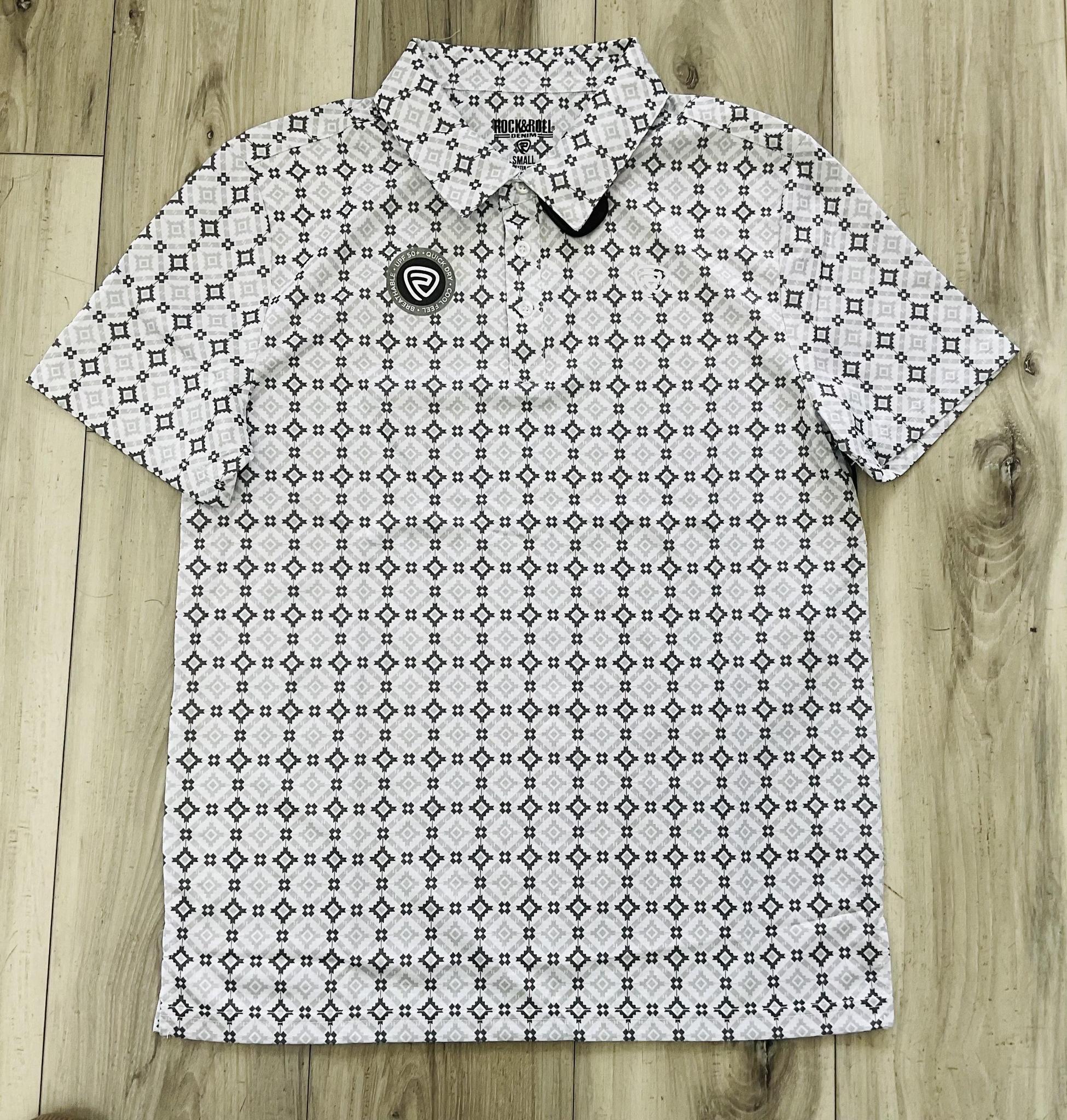 ROCK & ROLL MEN’S MEDALLION WHITE PRINTED POLO |BM51T08716