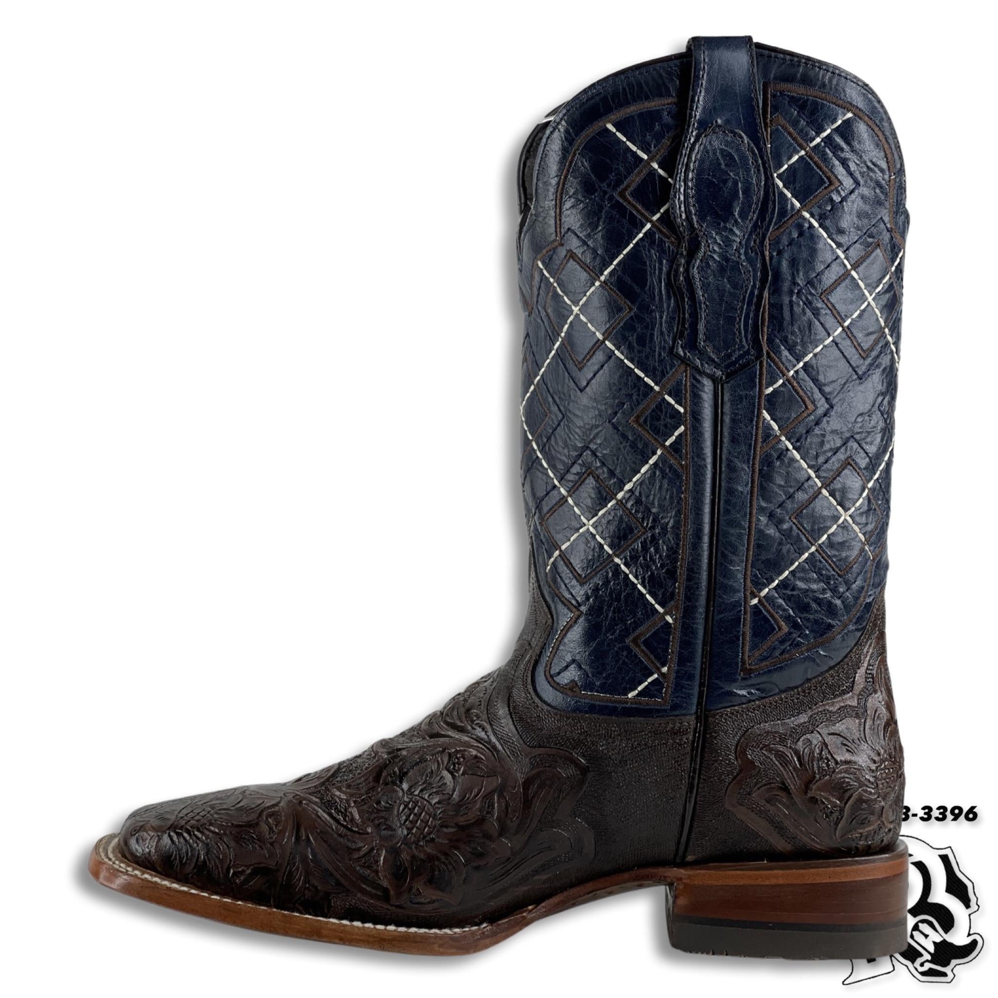 TOOLED LEATHER PRINT | BROWN MEN SQUARE TOE WESTERN COWBOY BOOTS