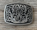‘’ALI’’ |SILVER/BLACK METAL  WESTERN COWBOY BELT BUCKLE