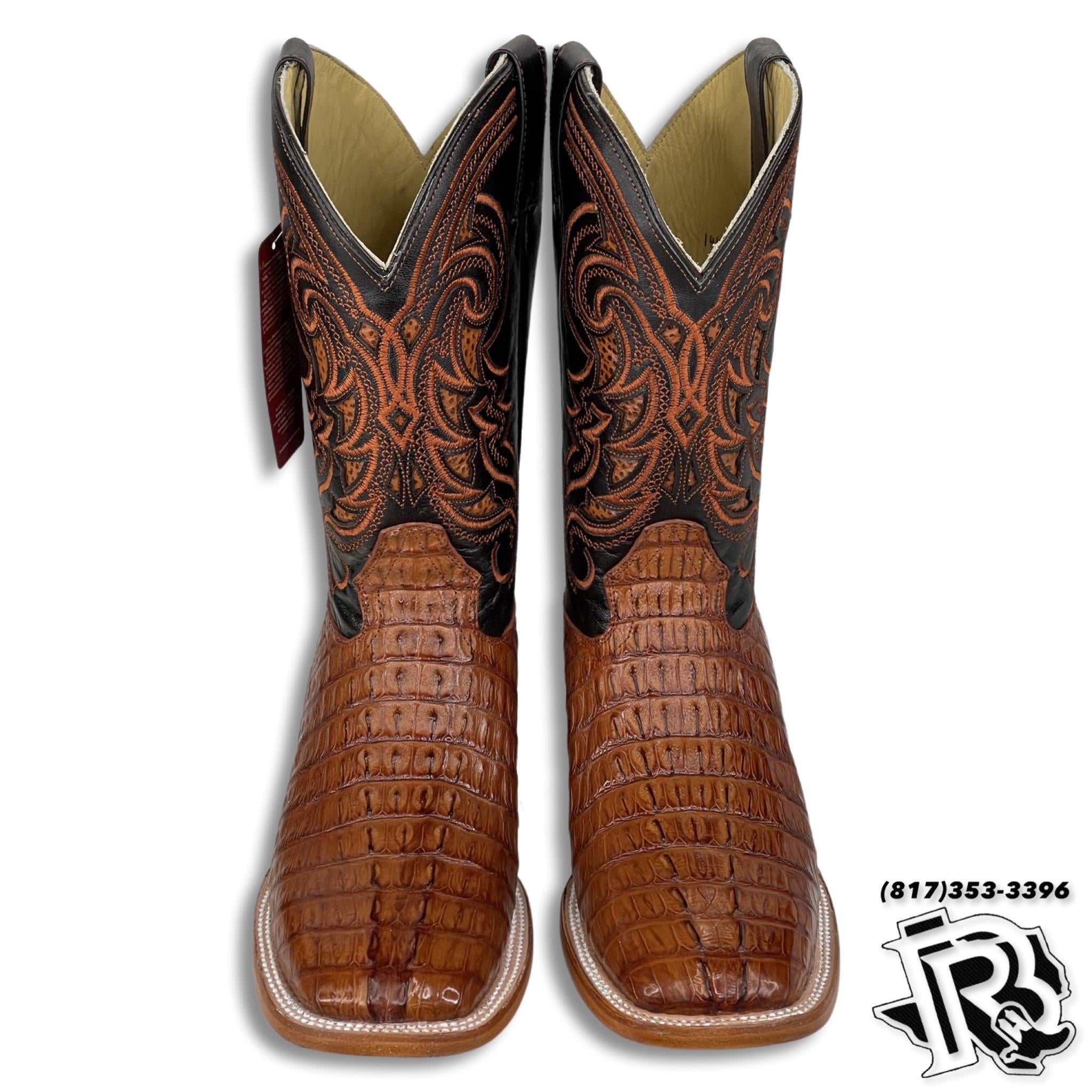 ORIGNAL -CAIMAN TAIL COGNAC | MEN’S SQUARE TOE BOOTS ARANGO