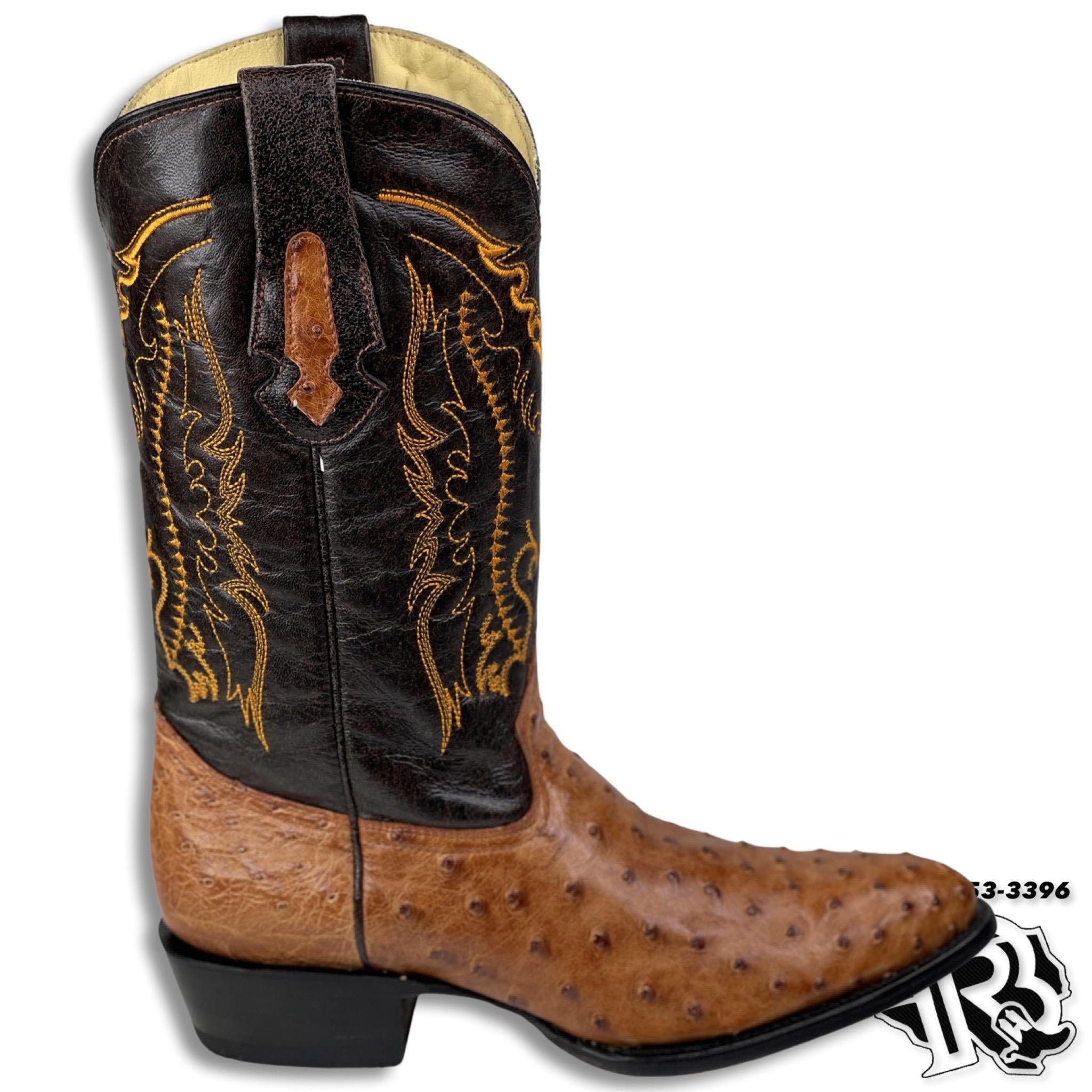ORIGNAL OSTRISH COGNAC | MEN WESTERN COWBOY BOOTS ROUND TOE 2419