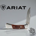Ariat Plain Edge Blade Stained Wood 4 3/8" Folding Knife | A710011102-M