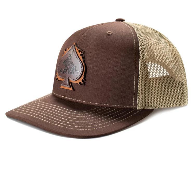ARIAT SNAPBACK CAP  SPADE PATCH BROWN BASEBALL HAT |A300094102