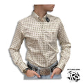 “ ALAN “ |  MEN’S WESTERN SHIRT WHITE BROWN CROSSES