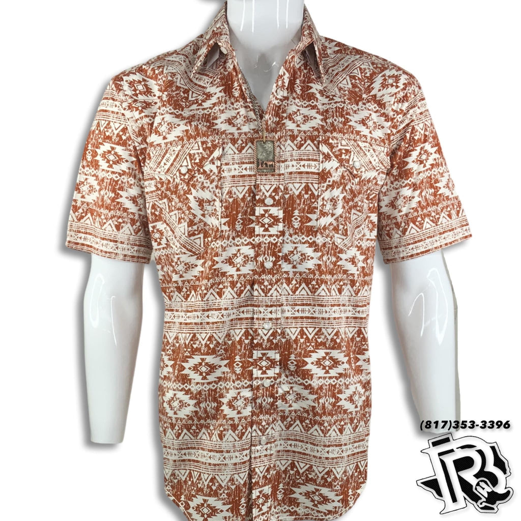 MEN SHIRT | AZTEC RUST SHORT SLEEVE SHIRT (R1S3281)