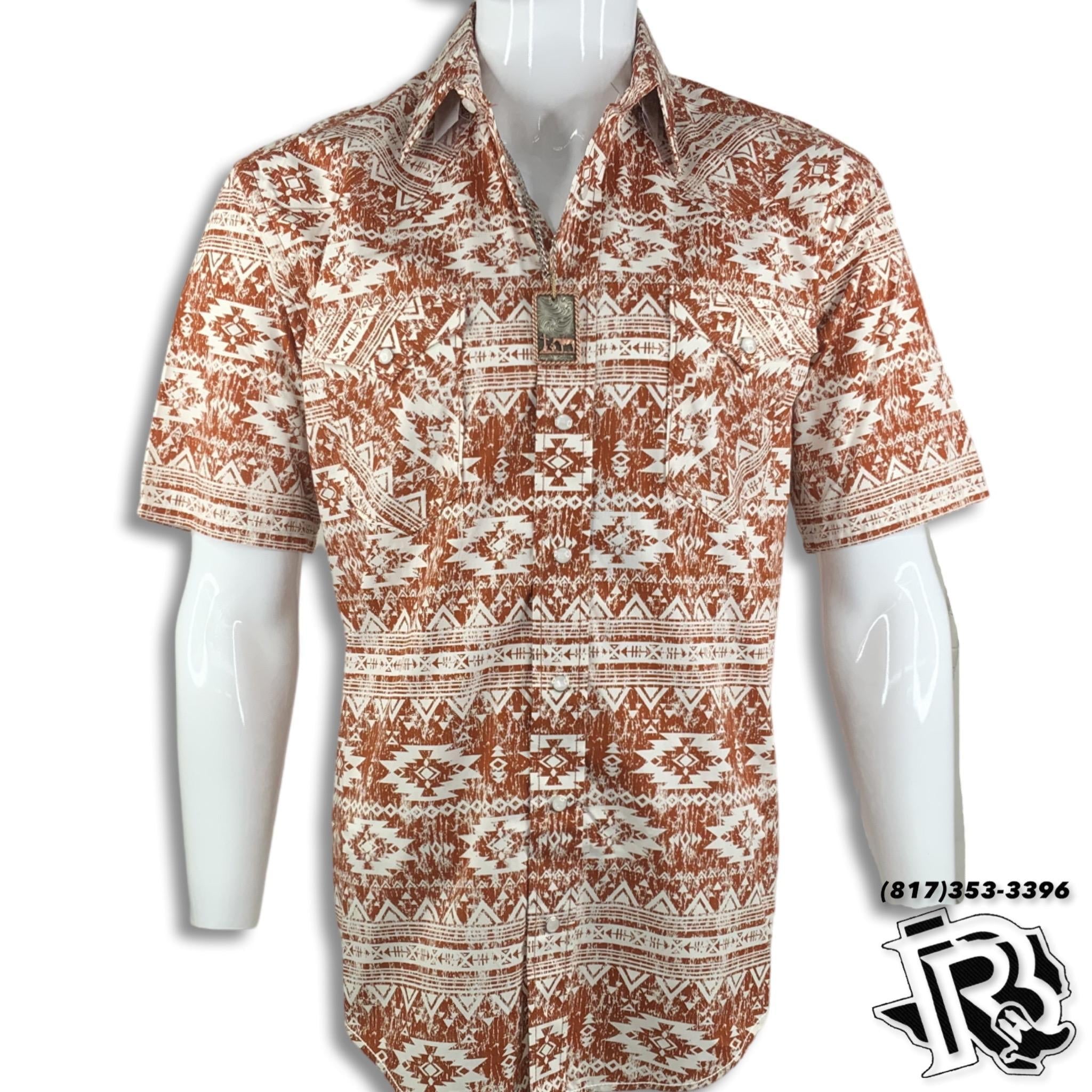 MEN SHIRT | AZTEC RUST SHORT SLEEVE SHIRT (R1S3281)