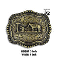 “ Cowboy & Cross Rustic “ | MEN WESTERN BELT BUCKLE SQUARE