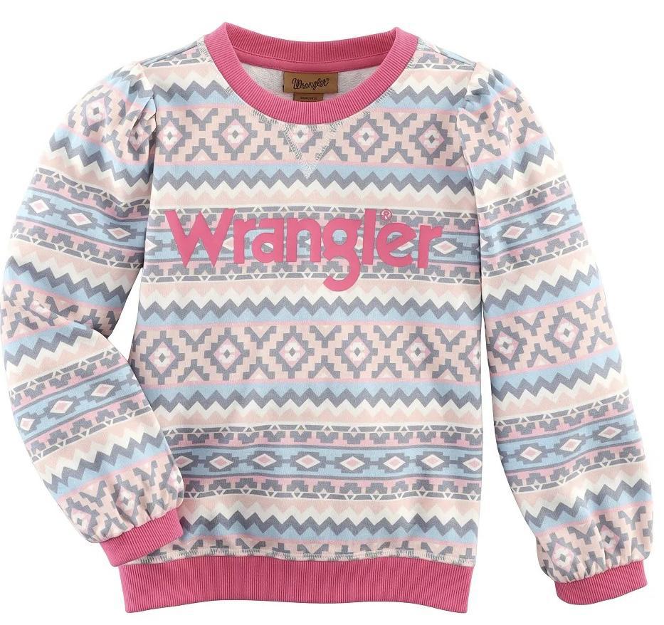 Wrangler Girls Pink Aztec Print Sweater - 112335313