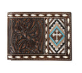 Nocona Wallets Men's Bifold Leather Cross Embroidery Inlay Brown Money Clip | N500044502
