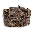 “ CHRIS “  | MEN WESTERN BELT LIGHT BROWN TOOLED LEATHER