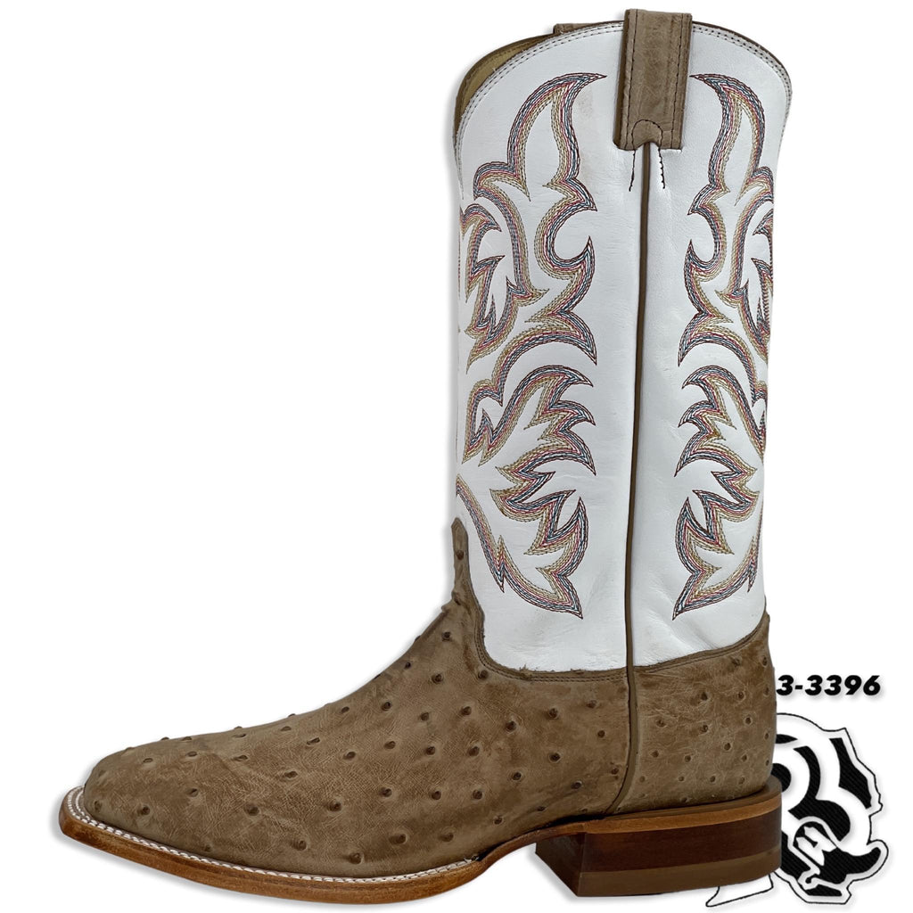 8572 | OSTRICH ORIGNAL JUSTIN BOOTS ANTIQUE TAN SQUARE TOE WESTERN BOOTS