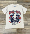 WOMEN’S ROCK & ROLL OFF WHITE CHAIN FRINGE GRAPHIC TEE |BW21T06444