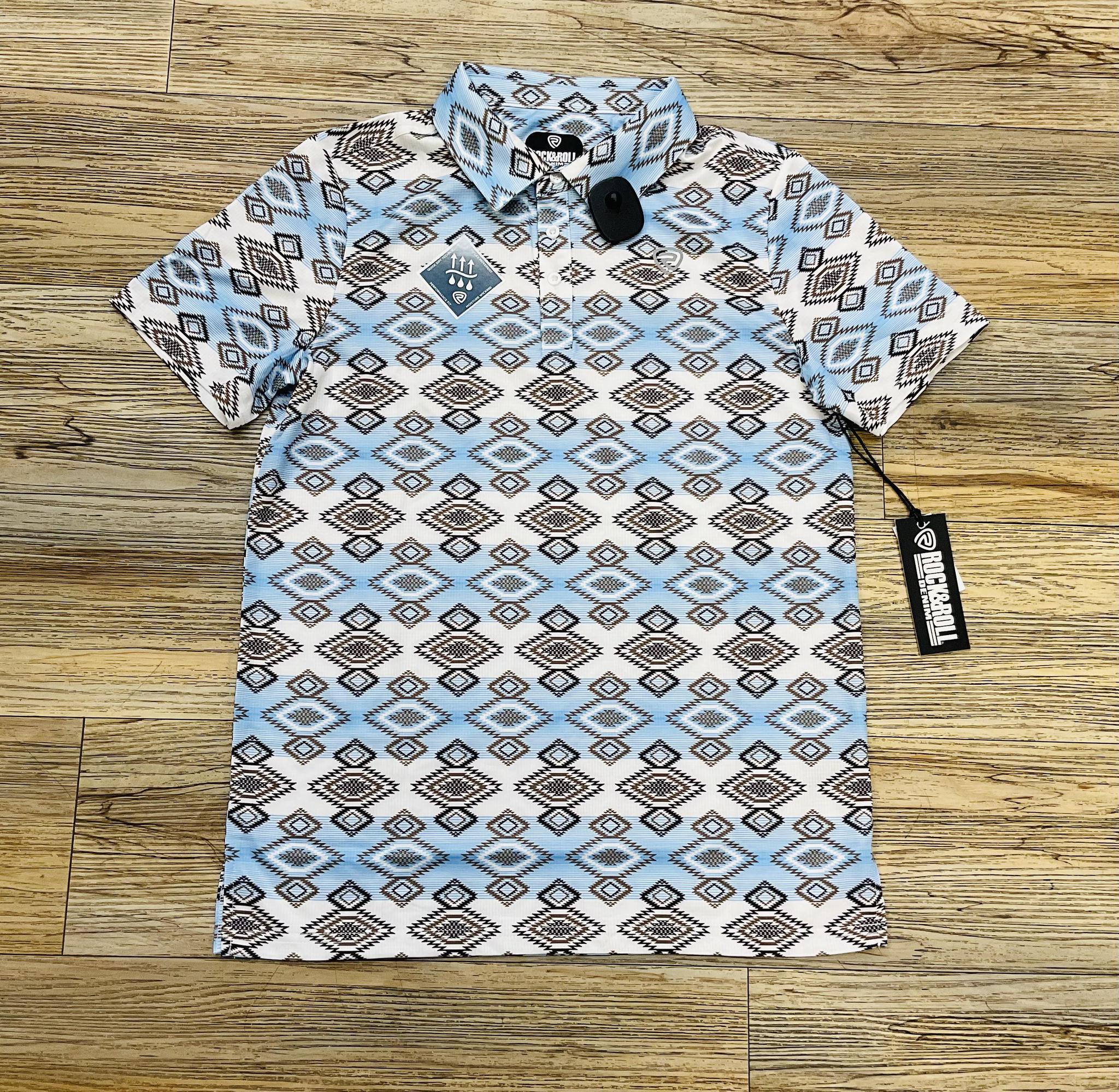 MEN’S ROCK & ROLL WHITE AZTEC PRINTED SHORT SLEEVE SHIRT |BM51T06010