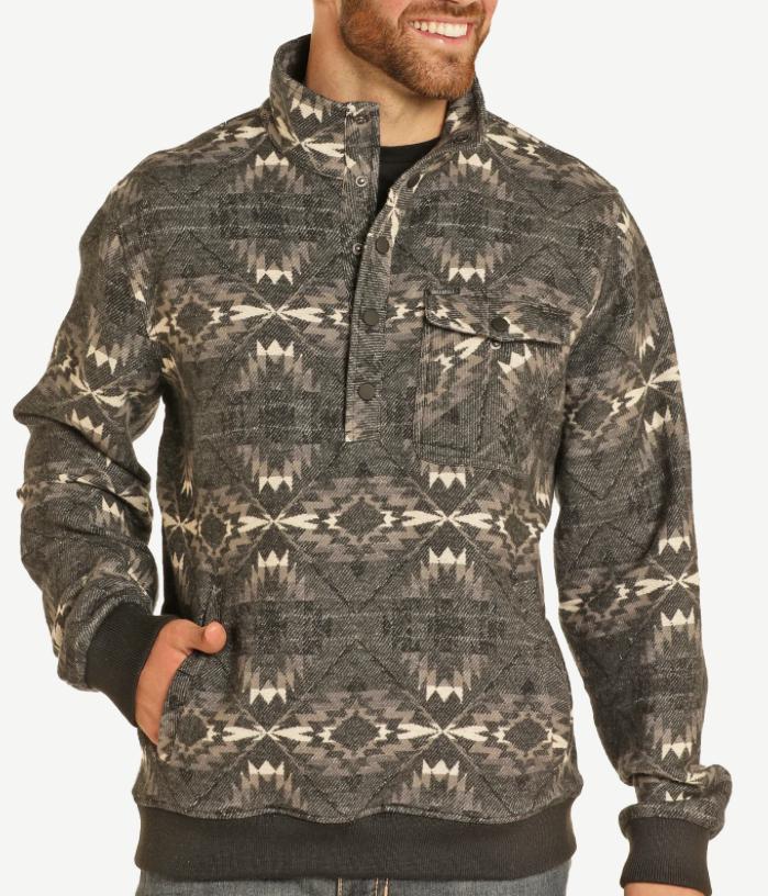 MENS ROCK & ROLL BLACK BOMBER PULLOVER | BM91C04336