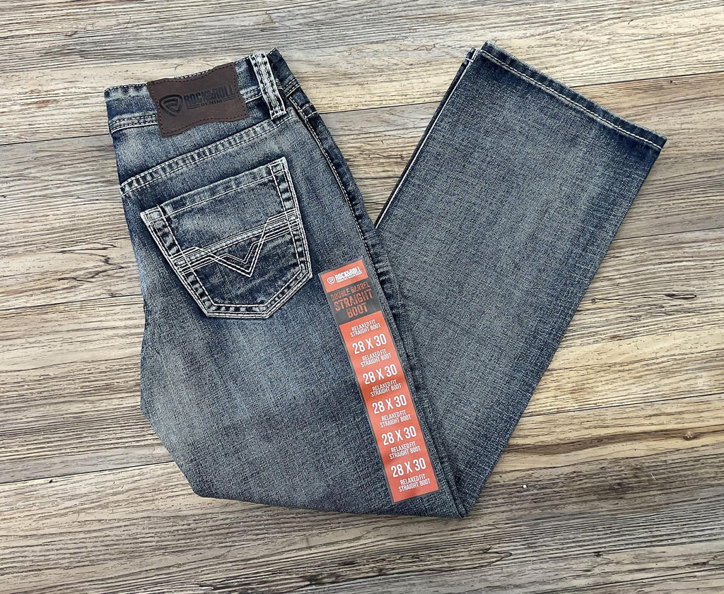 ‘’Dallas’’ Men’s Rock & Roll Two Tone Relaxed Fit Straight Boot Jeans | BM0SD07350 red label
