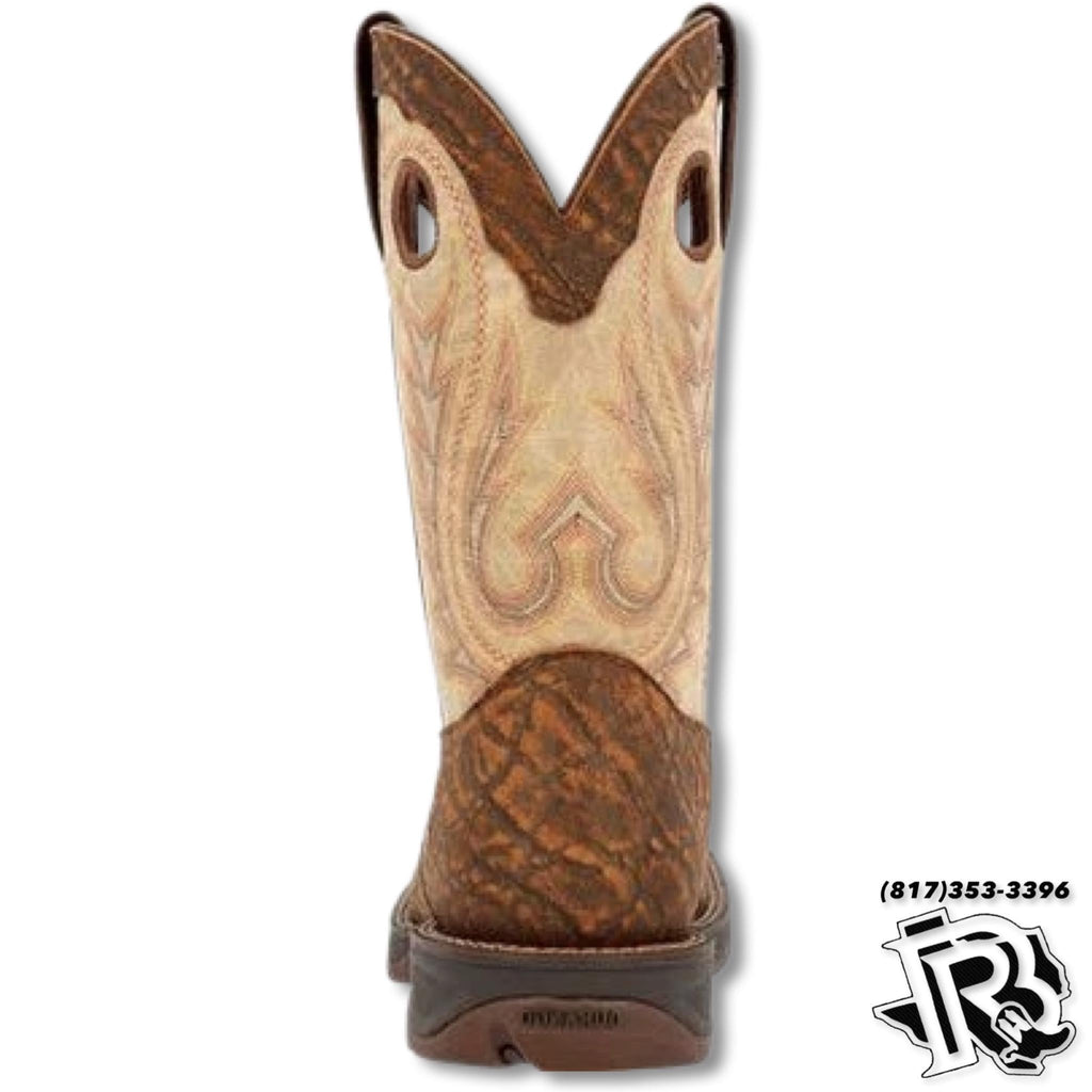 DURANGO NO STEEL TOE | Rebel™  Tan Elephant Print & Bone WORK BOOTS DDB0378
