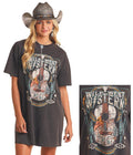 WOMENS ROCK & ROLL BLACK GRAPHIC T-SHIRT DRESS | BWD1R05936