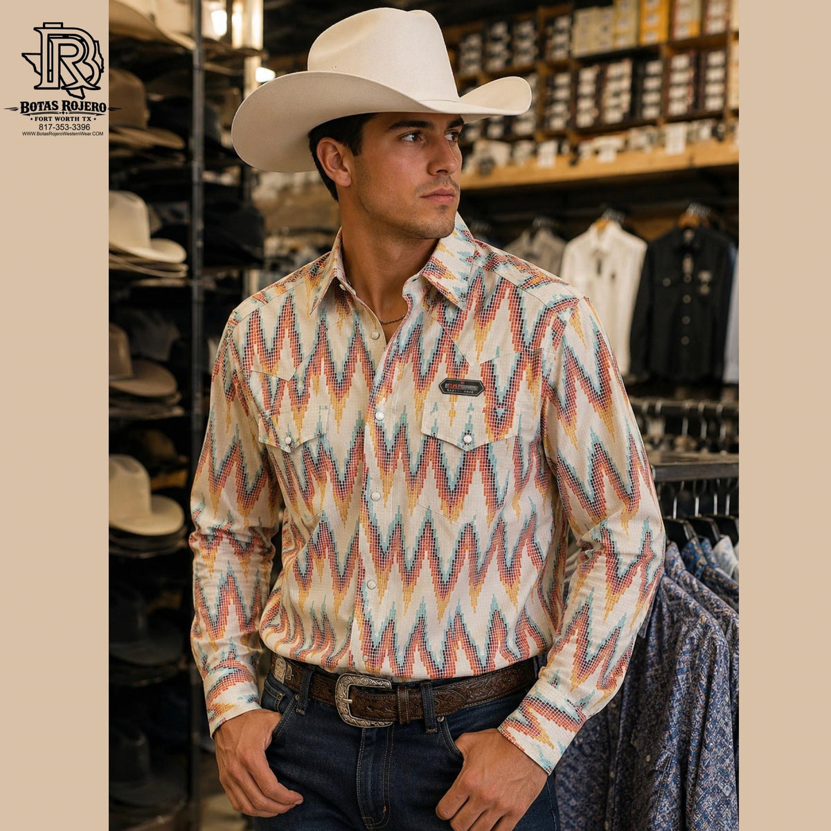 “ Jace “ | Men Long Sleeve Shirt Pearl Snap Buttons RRMSOSRZ7U