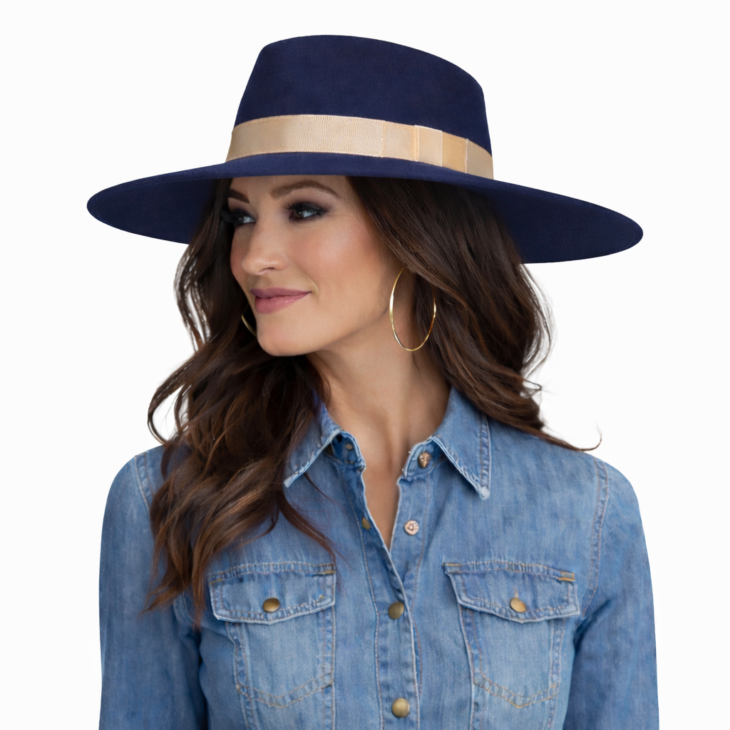 “ TEAR DROP” NAVY | LADIES PINCH FRONT FASHION WESTERN HAT T7810003