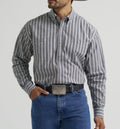 WRANGLER MEN’S GEORGE STRAIT GREY STRIPE LONG SLEEVE SHIRT  |112385355