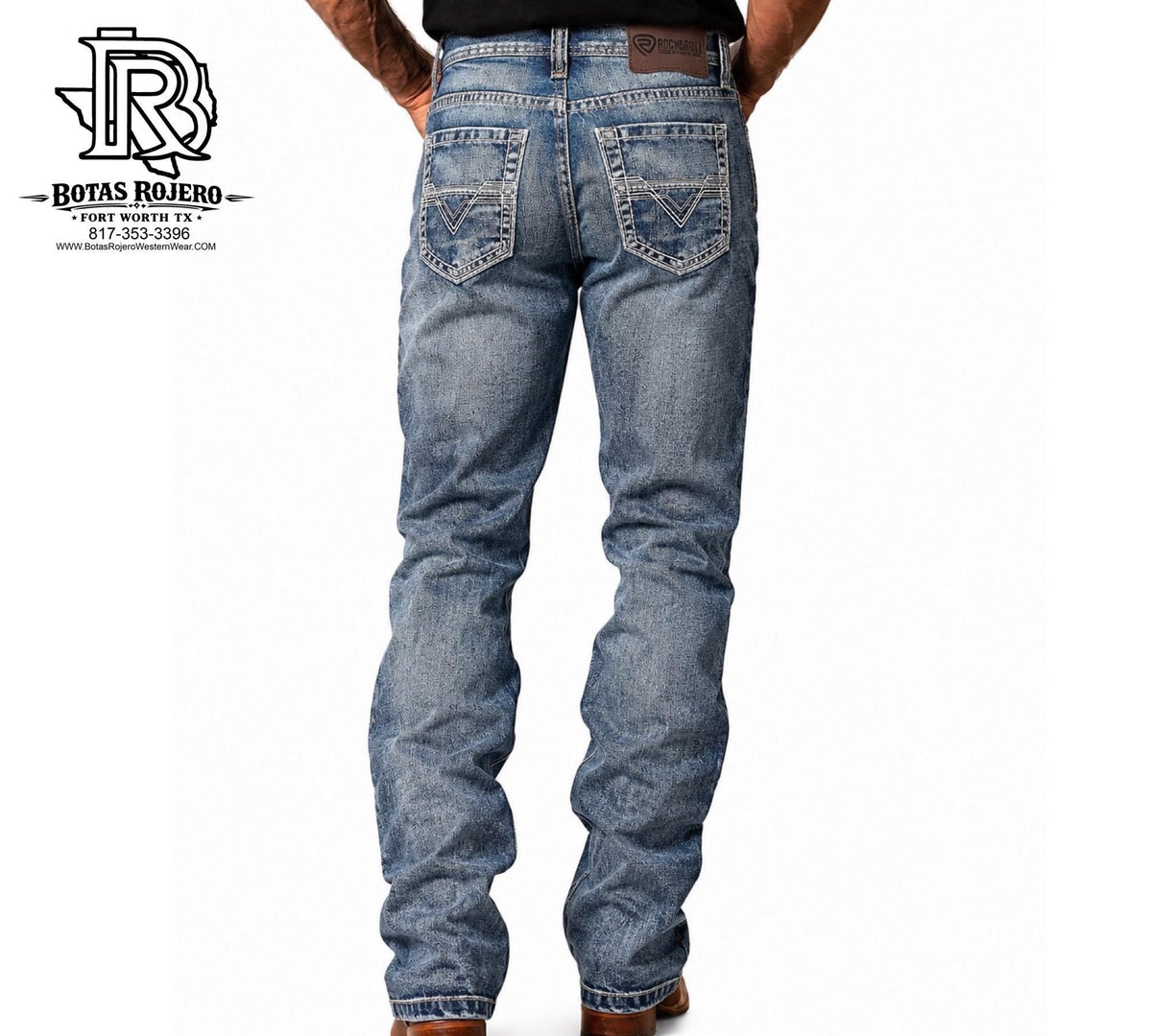 ‘’Dallas’’ Men’s Rock & Roll Two Tone Relaxed Fit Straight Boot Jeans | BM0SD07350 red label
