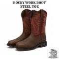 ROCKY | STEEL TOE MEN WESTERN WORKSMART BOOTS 11'' BROWN |RKW0385