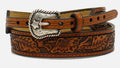 M&F Western Mens Hatband Tapered Leather Floral Embossed Tan| 0204108