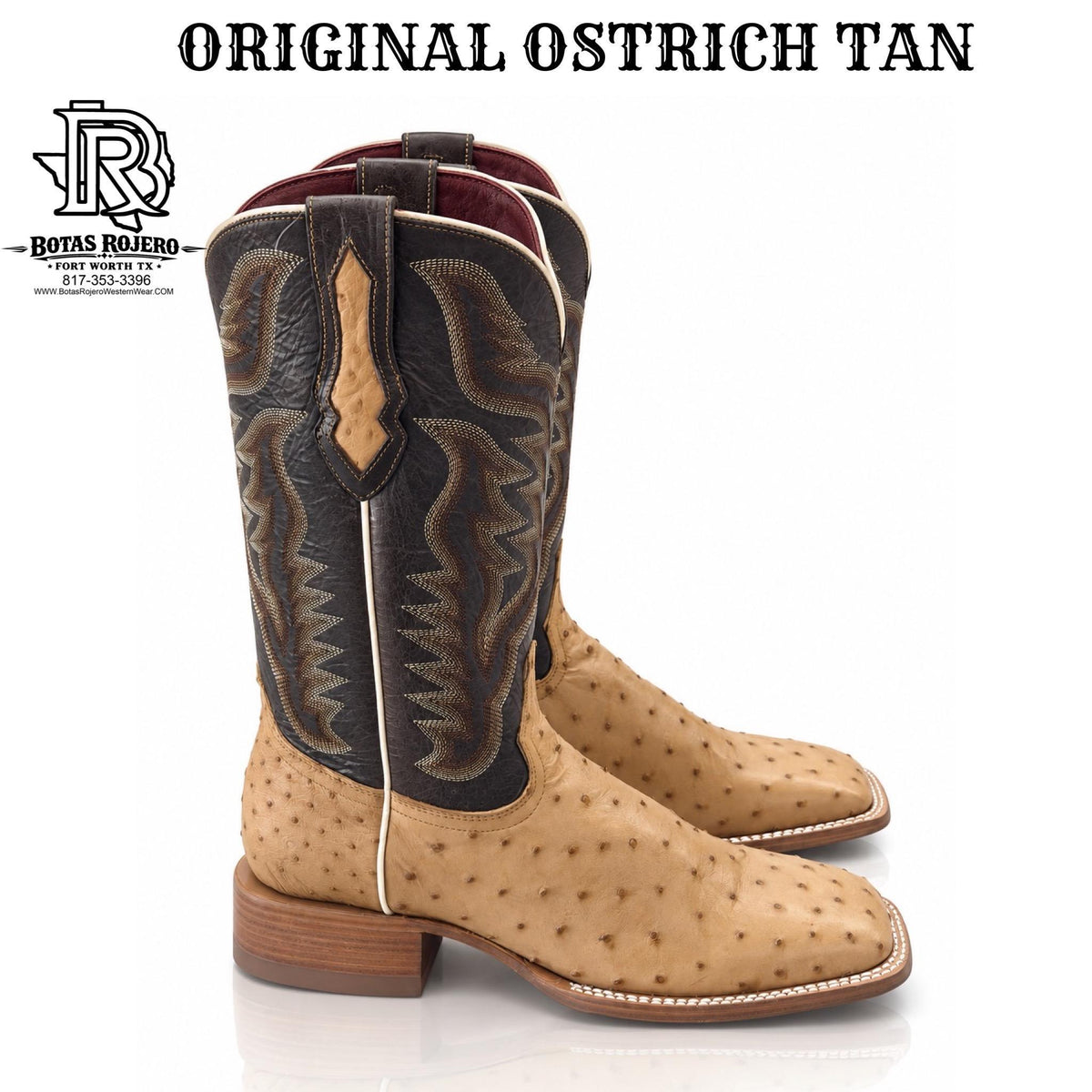 “ JACE “ MEN'S ORIX TAN OSTRICH MEN SQUARE TOE BOOT BY IRON SPUR