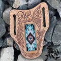 “ OSCAR  “ | MEN KNIFE SHEATH TOOLED LEATHER BEADED | IRON SPUR