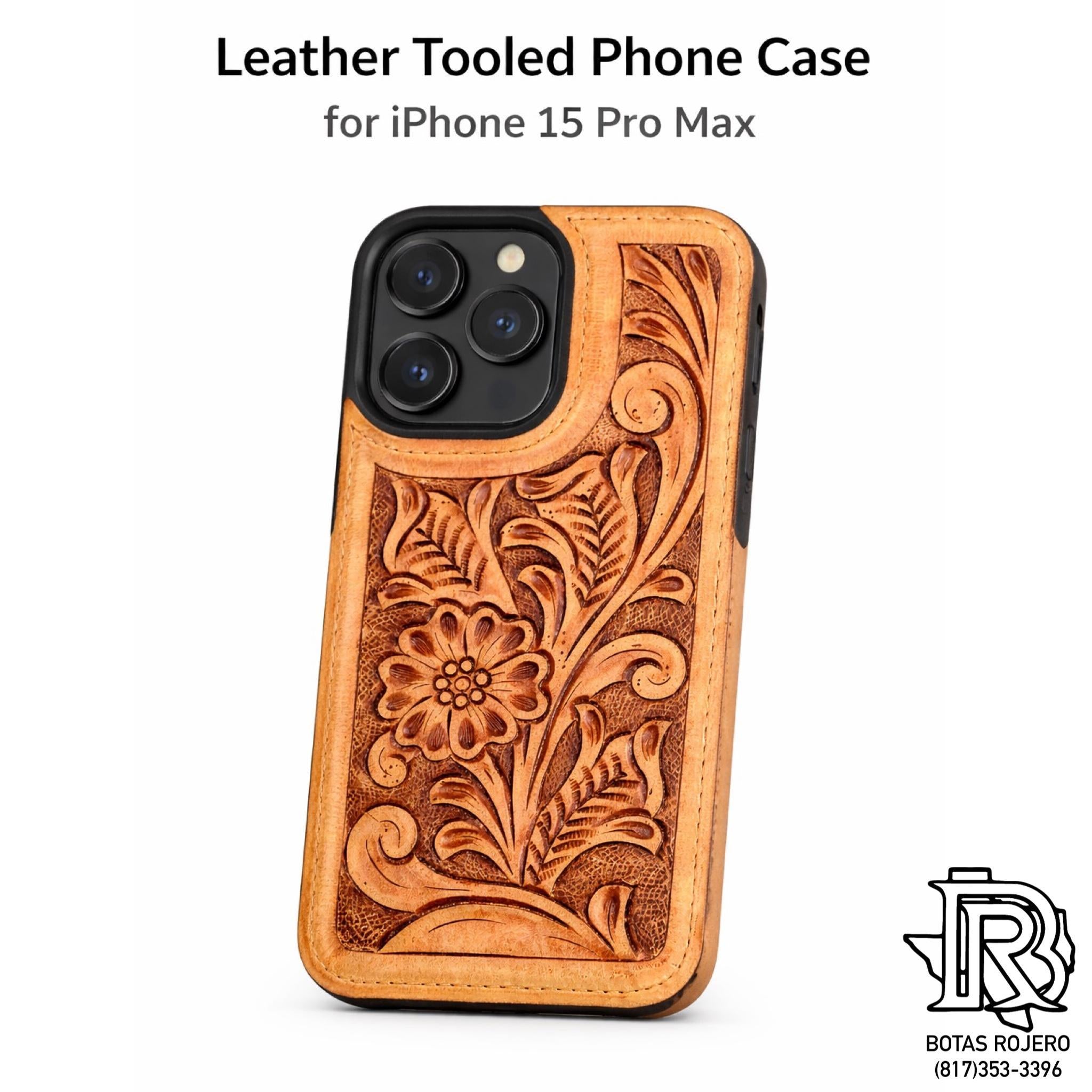 “ ANDERSON “ | Leather Tooled Western Phone Case for iPhone 15 Pro Max
