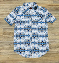 Mens Rock & Roll TEk Short Sleeve 2 pkt Aztec Snap Blue shirt | BMN3S04218