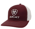 ARIAT EMBROIDERED LOGO BURGUNDY WHITE MESH CAP |A300012609