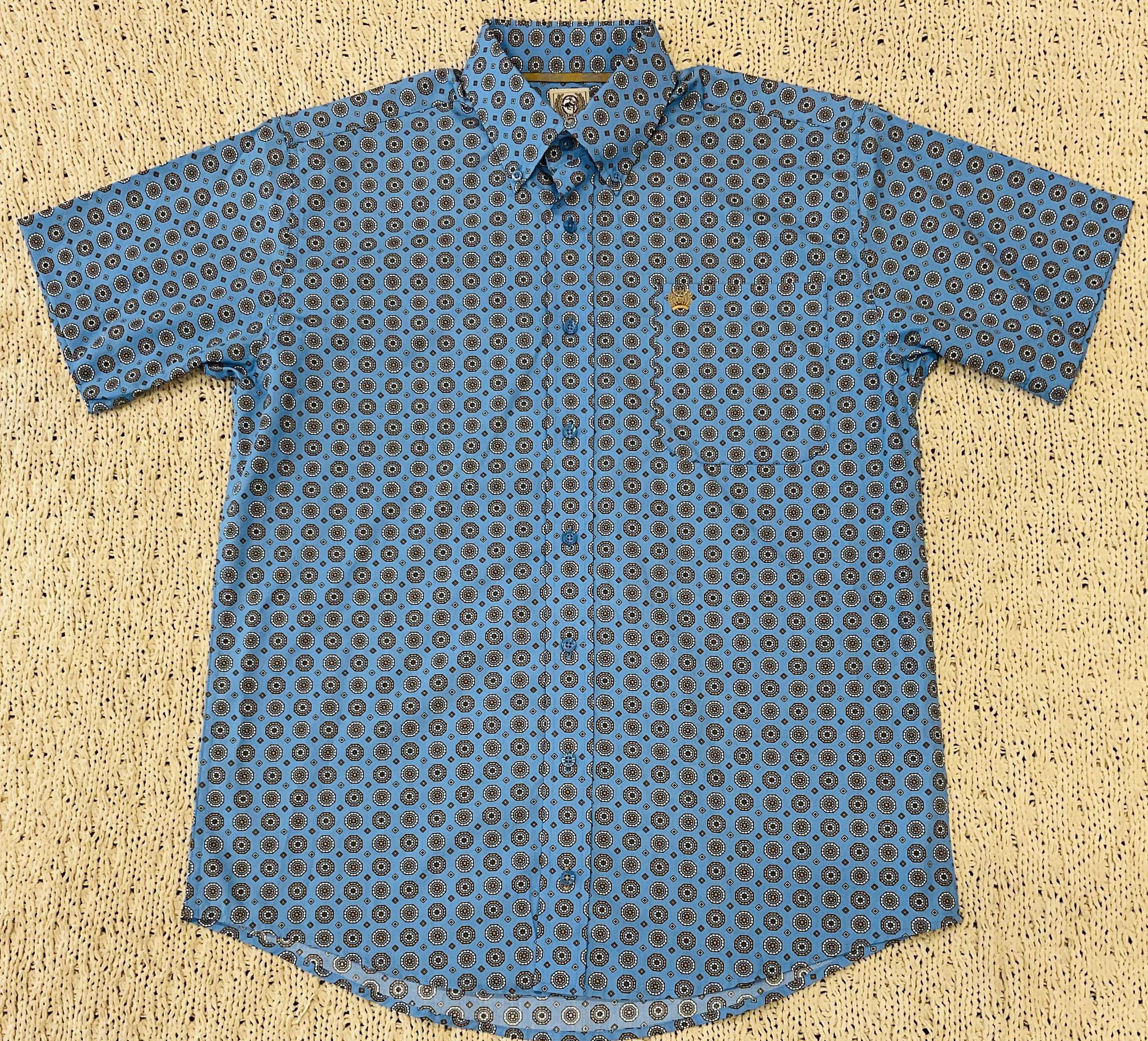 MENS short sleeve blue print cinch | MTW1111423